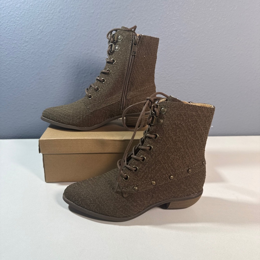 Joyfolie Eliza Boots Size 13 Brown  Lace Up Textured Studded